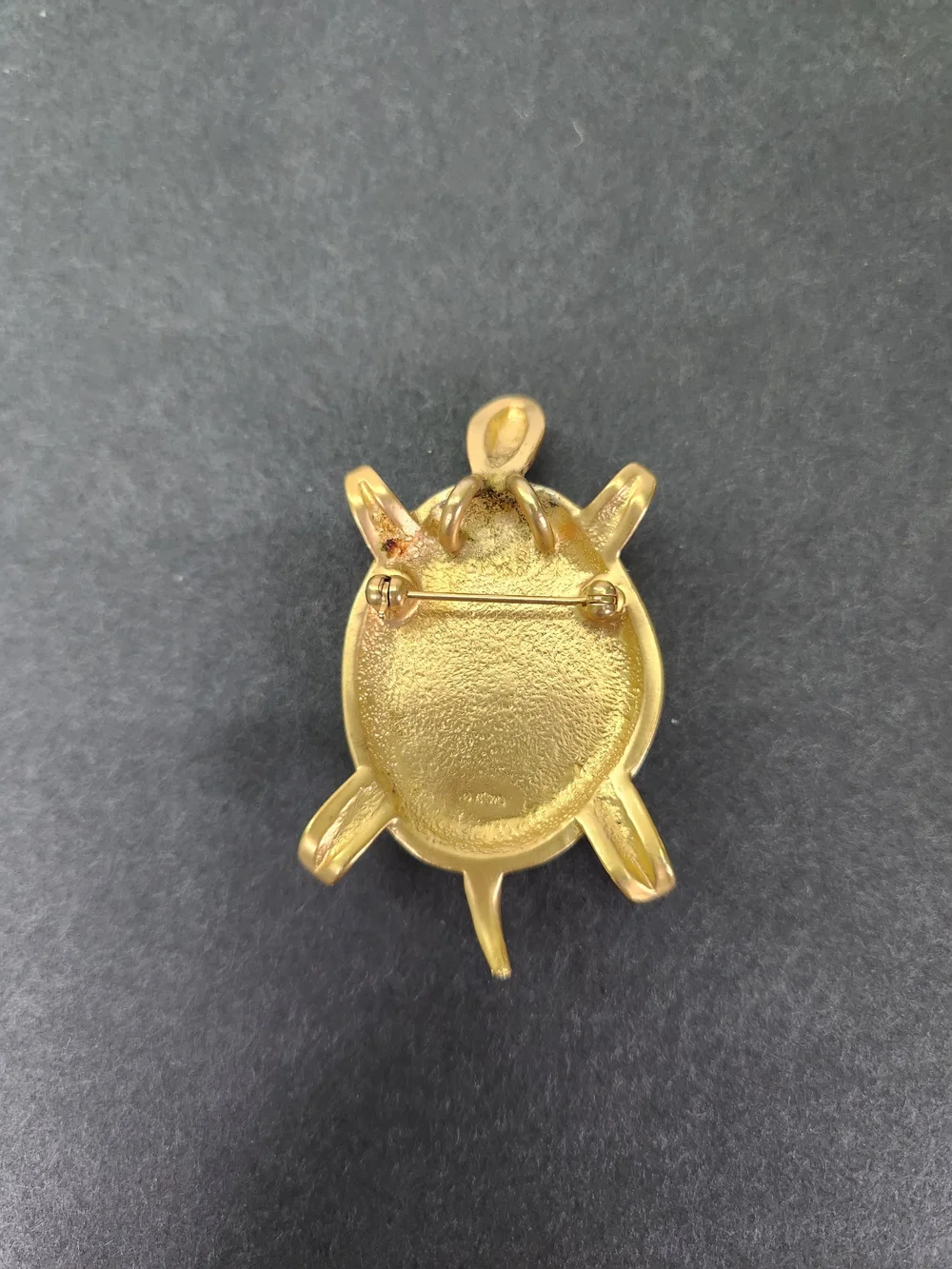 Vintage Avon Gold Tone Marbled Green Turtle Pin & Pendant Convertible Brooch